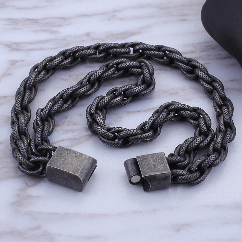 Cool Men Black Heavy Thick Rope Link Chain Bracelets High-end Men's Stainless Steel Titanium Steel Jewelry