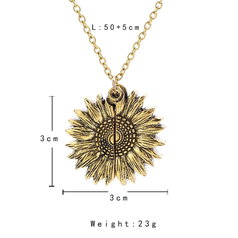 qimoshi Sunflower multilayer can open lettering necklace love round flower pendant woman fashion jewelry single product 12pcs