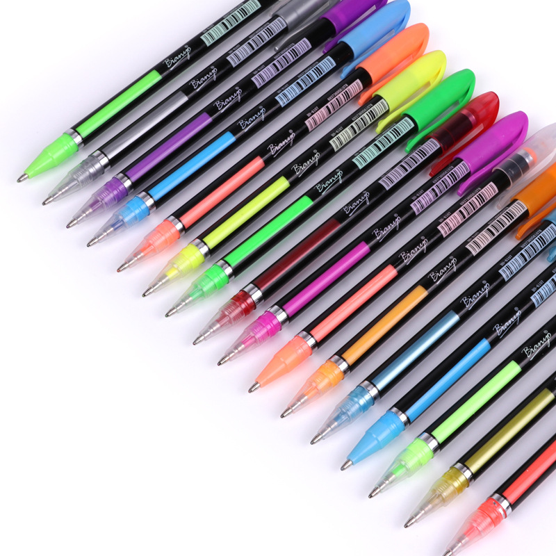48 Color Gel Pen Flash Pen Coloring Pastel Fluorescent Metal Color Office Student Art Painting Graffiti Creative Stationery