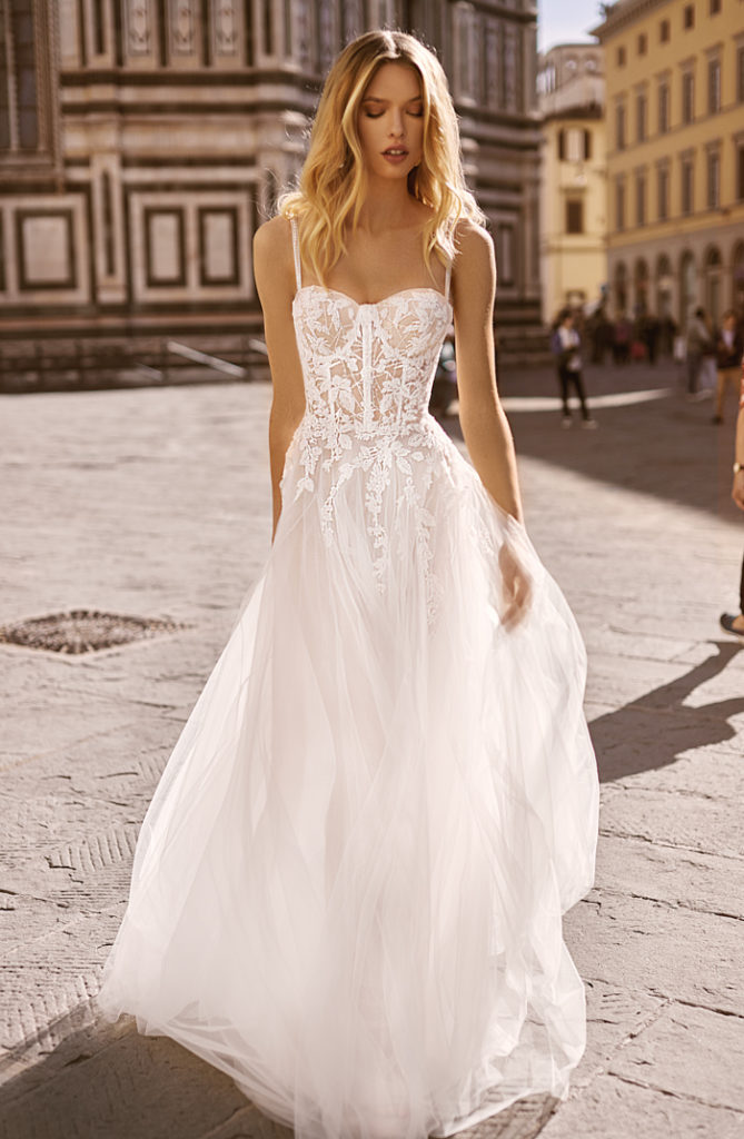 stylish wedding dresses lace appliqued beach boho spaghetti neck tulle a line bridal gowns vestido de novia