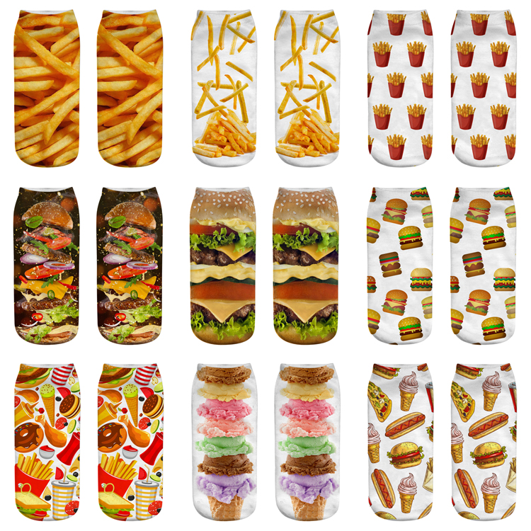 22styles 3 pairs/dozen 3D Printed socks Girl Hamburger Fries cartoon Low Cut Ankle designer socks Funny sock Christmas Gift DHL JY471, Mixed styles
22styles 3 pairs/dozen 3D Printed socks Girl Hamburger Fries cartoon Low Cut Ankle designer socks Funny sock Christmas Gift DHL JY471, Mixed styles
