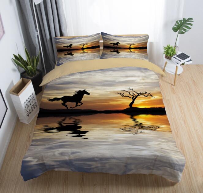 3D Horse Bedding Set Flying with Pillowcase Twin Full Queen King Size 2pcs/3pcs