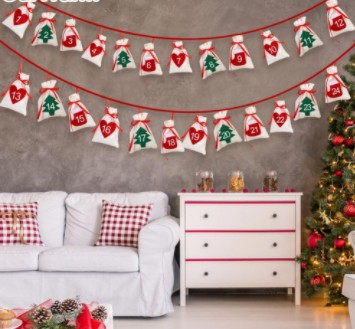 Fabric Christmas Advent Calendar Garland Hanging Advent Calendar Gift Bags New Year Family 11x16cm 24pcs 31pcs