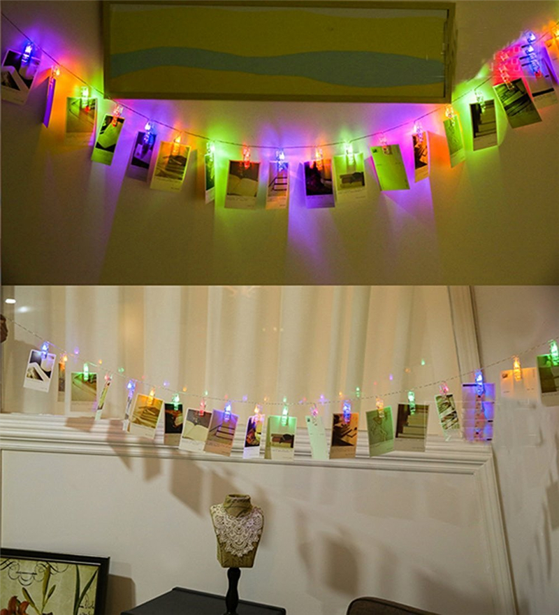 Photo Clip Light String Led Clip Fairy Lights Battery Powered LED Clips Lights 3M/6M Warm White/RGB Indoor Home Party Festival Decor