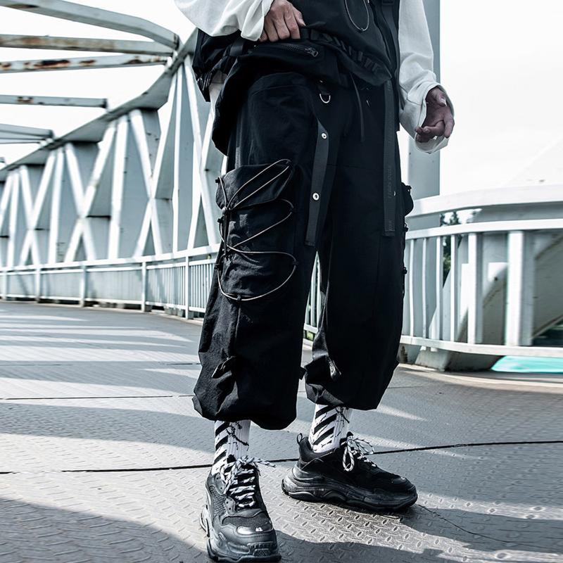 AELFRIC Removable Belt Bag Cargo Pants Men Fashion Reflective Casual Harajuku Streetwear Sweatpants Hip Hop Joggers Trouser