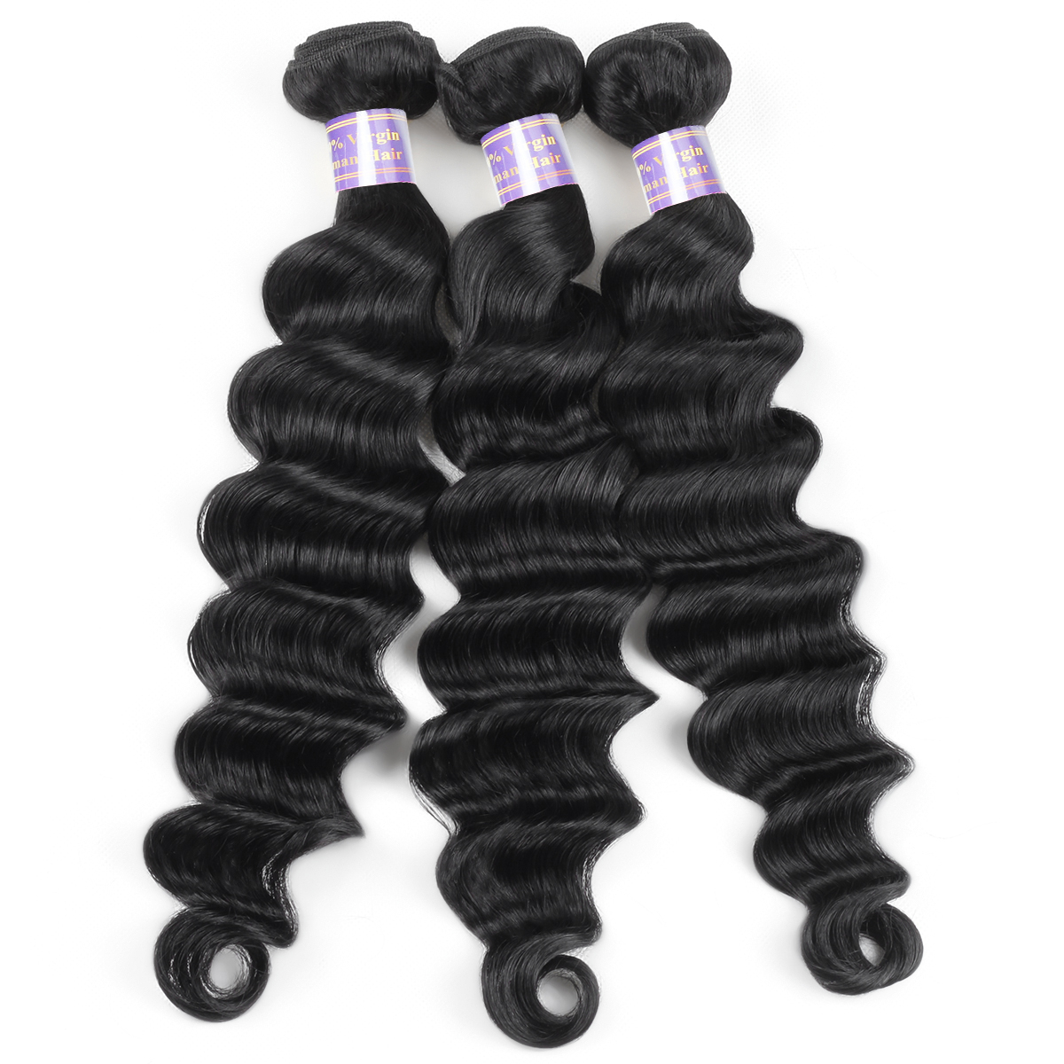 Deep Loose human hair bundles with closure Brazilian Hair 3PCS With 4x4 Lace Closure Loose Deep Virgin Human Hair Extensions