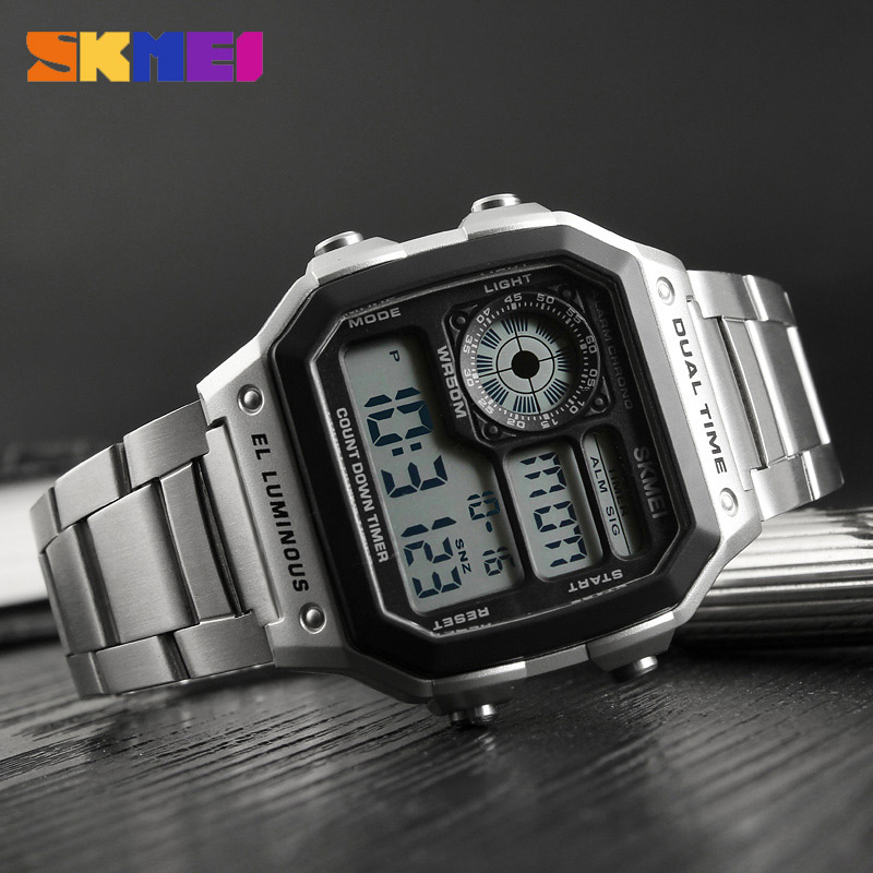 Skmei Top Fashion Sport Watch Men 5bar Waterproof Watches Stainless Steel Strap Digital Watch Reloj Hombre 1335 Y19051403