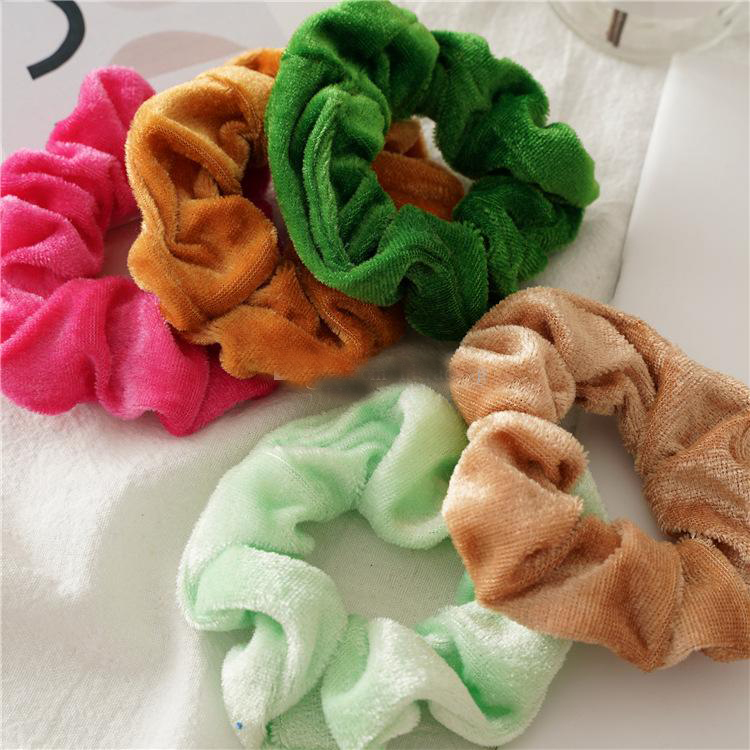 48 Colors Solid Girls Velvet Elastic Hair Scrunchie Scrunchy Head Band Ponytail Hairbands Girls Hair Rope Ponytail Holder 50pcs/set