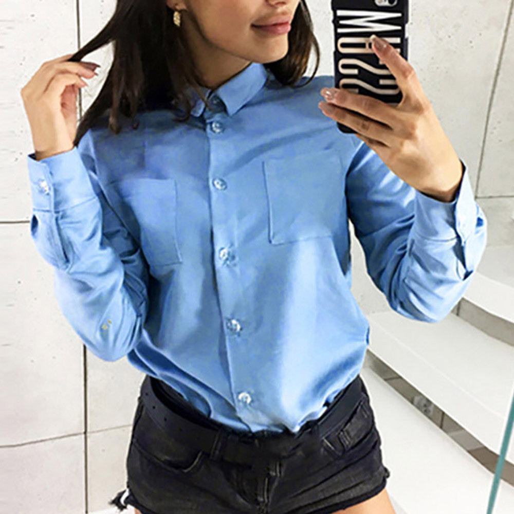 Lapel Collar Women Blouse Casual Solid Long Sleeve Botton Loose Shirt Blouse Tops Women daily Work Poleras Camiseta Mujer, Green
Lapel Collar Women Blouse Casual Solid Long Sleeve Botton Loose Shirt Blouse Tops Women daily Work Poleras Camiseta Mujer, Green