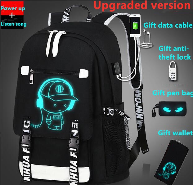 Fh77-3#Luminous backpack USB charging designer male and female student schoolbag travel bag computer bag gift anti-theft lock and pen bag, Black
Fh77-3#Luminous backpack USB charging designer male and female student schoolbag travel bag computer bag gift anti-theft lock and pen bag, Black