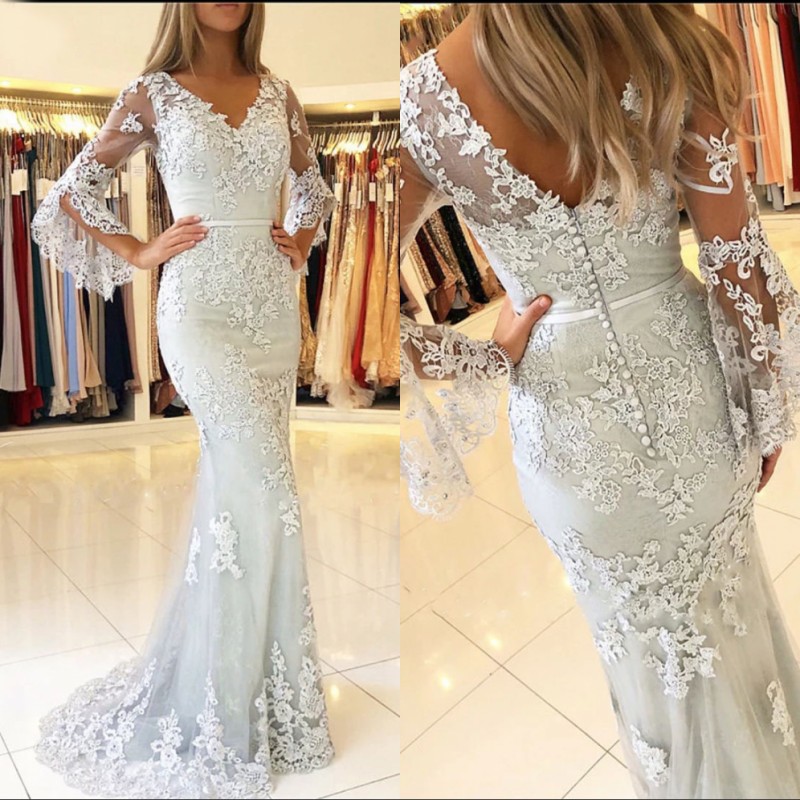 Elegant V-neck Long Sleeves Mermaid Prom Dress With Lace Embroidery Evening Gowns Custom Made Floor Length Zipper Back, Orange
Elegant V-neck Long Sleeves Mermaid Prom Dress With Lace Embroidery Evening Gowns Custom Made Floor Length Zipper Back, Orange