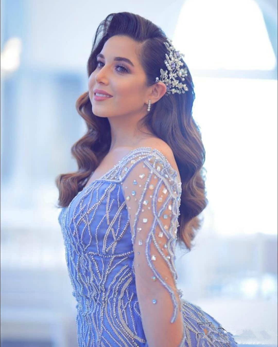 2020 Arabic Evening Dresses With Detachable Train V Neck Lace Appliques Beading Long Sleeve Sheath Prom Dress Party Plus Size Women Gowns