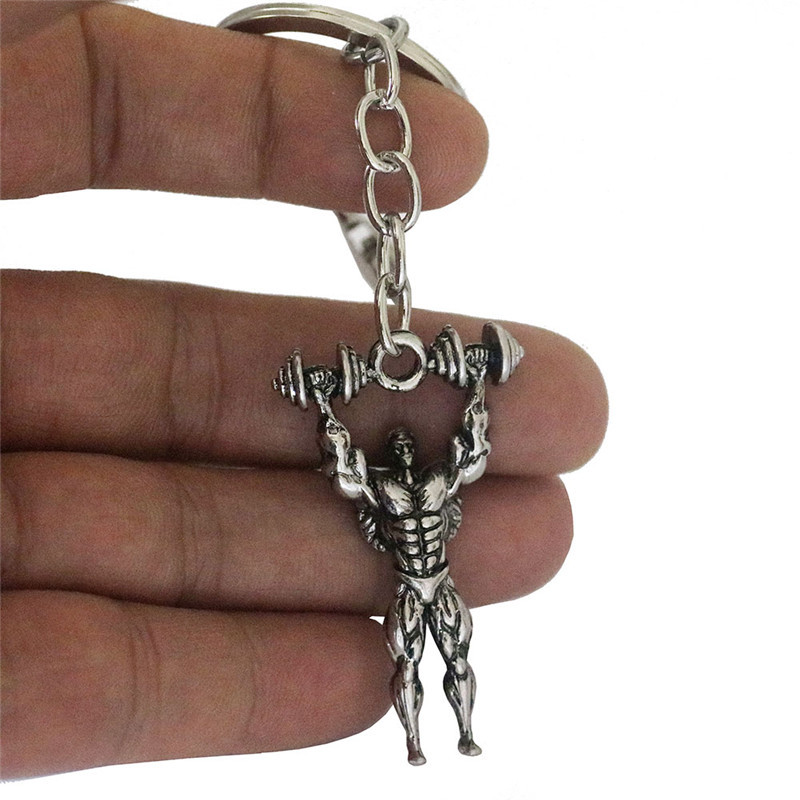 2019 Fashion muscle male dumbbell weightlifting exercise key chain creative man car key chain pendant