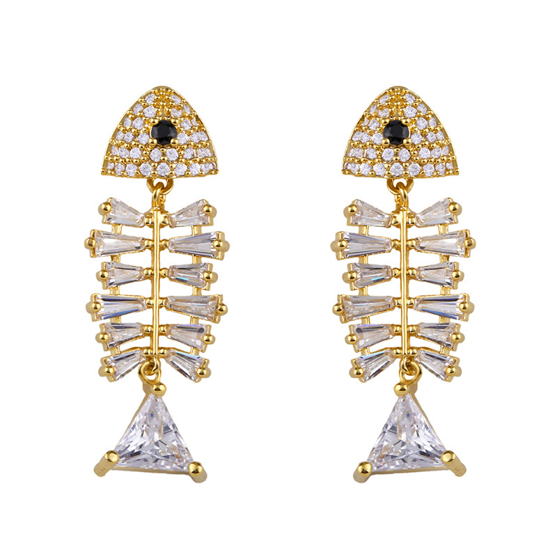 Shiny Bling Full Fish Skeleton S925 Silver Needle Dangle Drop Earrings White Zircon Gold Plated Earring Jewelry Wholesale
Shiny Bling Full Fish Skeleton S925 Silver Needle Dangle Drop Earrings White Zircon Gold Plated Earring Jewelry Wholesale