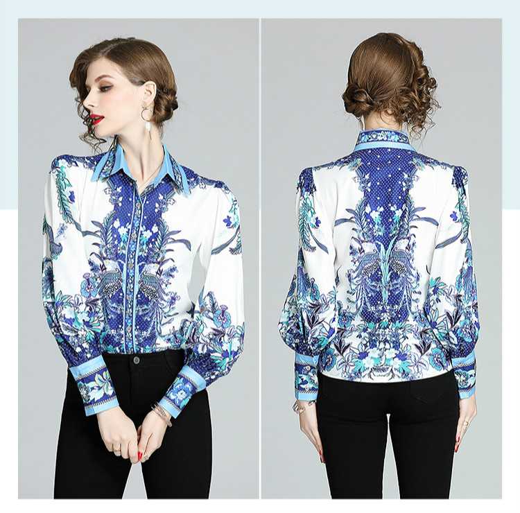 Luxury Quality Runway Elegant Button Shirts Women Floral Printed Long Sleeve Lapel Neck Vintage Ladies Blouses Office Designer Shirts Tops, Customize
Luxury Quality Runway Elegant Button Shirts Women Floral Printed Long Sleeve Lapel Neck Vintage Ladies Blouses Office Designer Shirts Tops, Customize