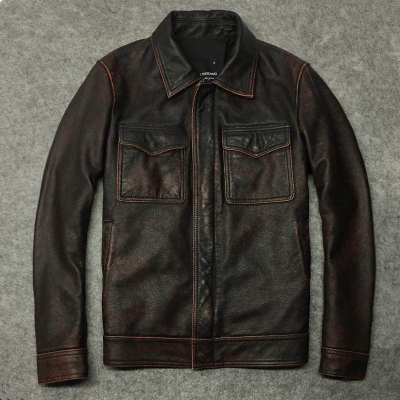 Genuine 2020 Jacket Retro Men Short Cowhide Autumn Coat Real Cow Leather Jackets Motorcycle Deri Ceket 2222-9 KJ2285, Black
Genuine 2020 Jacket Retro Men Short Cowhide Autumn Coat Real Cow Leather Jackets Motorcycle Deri Ceket 2222-9 KJ2285, Black