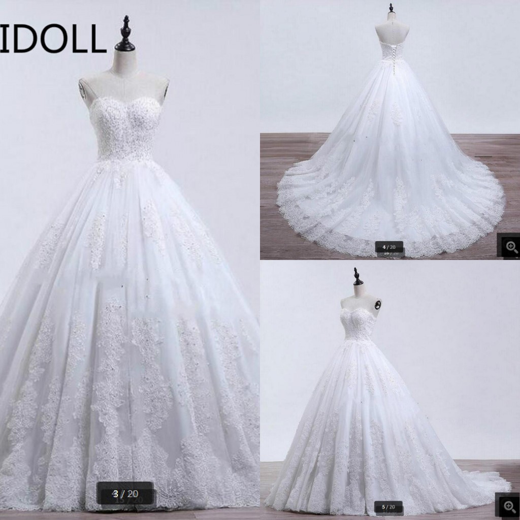 2019 new designer ball gown white lace appliques wedding dress strapless sweetheart neckline real picture court train bride gowns, Red
2019 new designer ball gown white lace appliques wedding dress strapless sweetheart neckline real picture court train bride gowns, Red