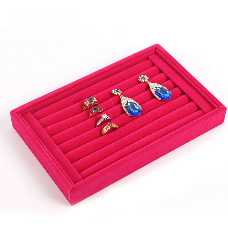 Jewelry Display Stands Velvet Ring Showed Tray Holder for Rings Showcase Velvet Organizer Box Jewelry Box