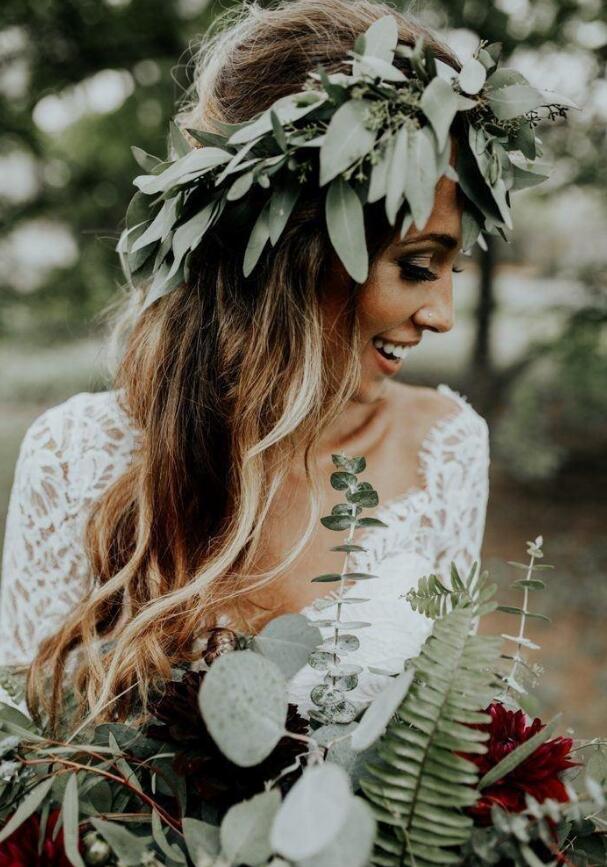 2020 Bohemian Two Pieces Wedding Dresses 3 4 Long Sleeve V Neck Sweep Train Lace Top Chiffon Beach Garden Country Boho Bridal Gowns