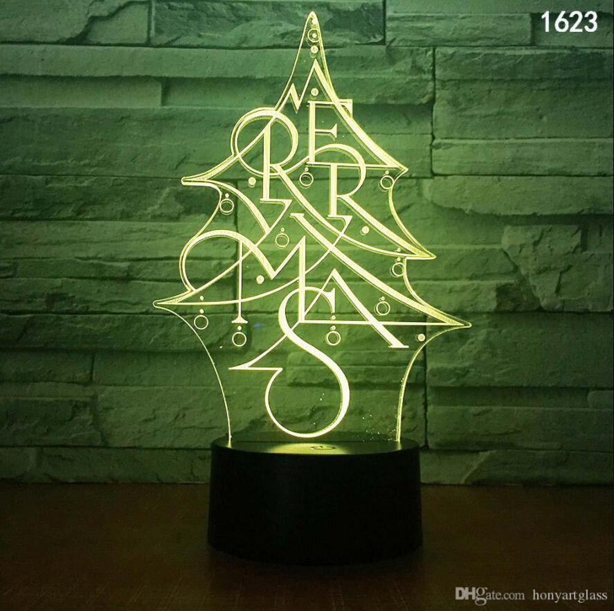Bed Christmas Tree Snowmen Animal Cartoon Insect Music Character 3D Illusion LED Lamp Night Light Colorful USB Powered Mini Night Lights