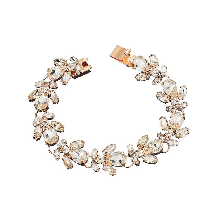 Gold Bridal Bracelets Sparkling Dazzling Rhinestones Beaded Wedding for Bridal The Great Gatsby Bracelets Girls Party Accessories