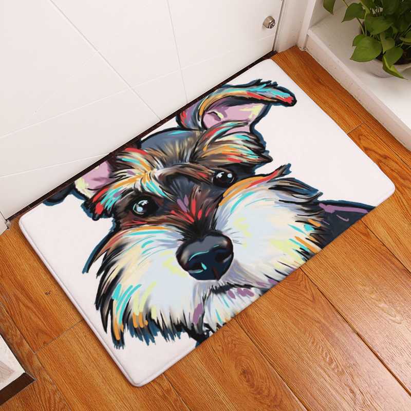 Modern flannel mats Lovely Dog Printing Carpets Anti-slip Floor Mat kitchen Living room Outdoor Rugs Animal DoorMat 40x60cm