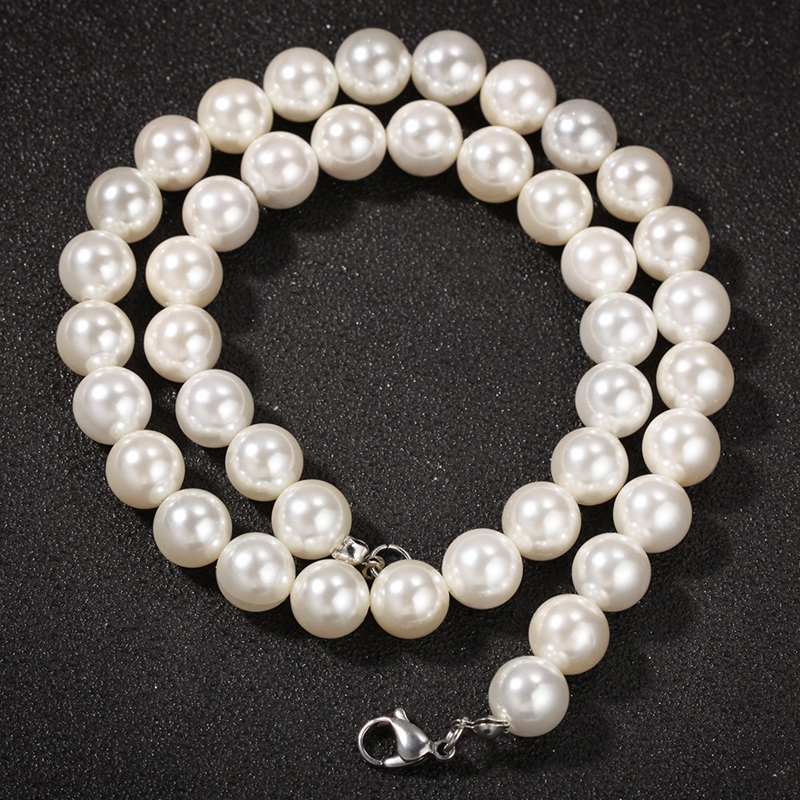 Fashion Mens Pearl Beaded Necklace Hip Hop Jewelry Iced Out Pendant Necklaces 8mm 10mm