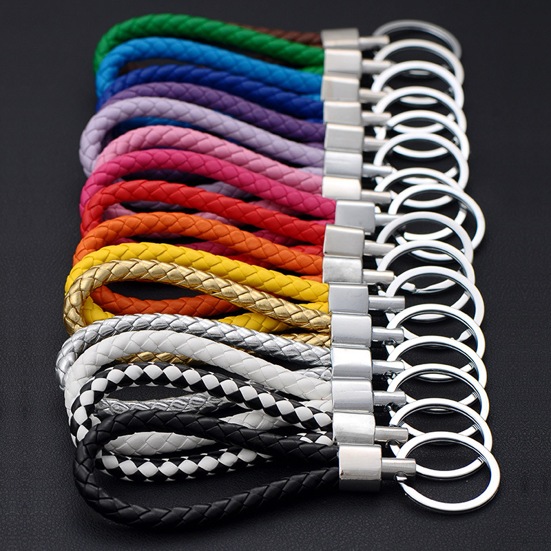 Leather rope Mercedes pendant keychain 2019 color woven leather keychain double key ring handbag holder (not suitable for wrist use, no Stre