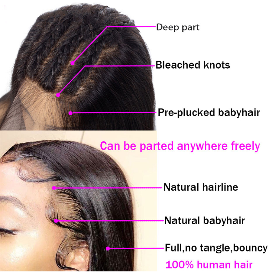 Straight Lace Front Human Hair Wigs For Black Woman Pre Plucked 150 Density 13x4 Lace Front Wig Brazilian Remy Hair Wigs new
