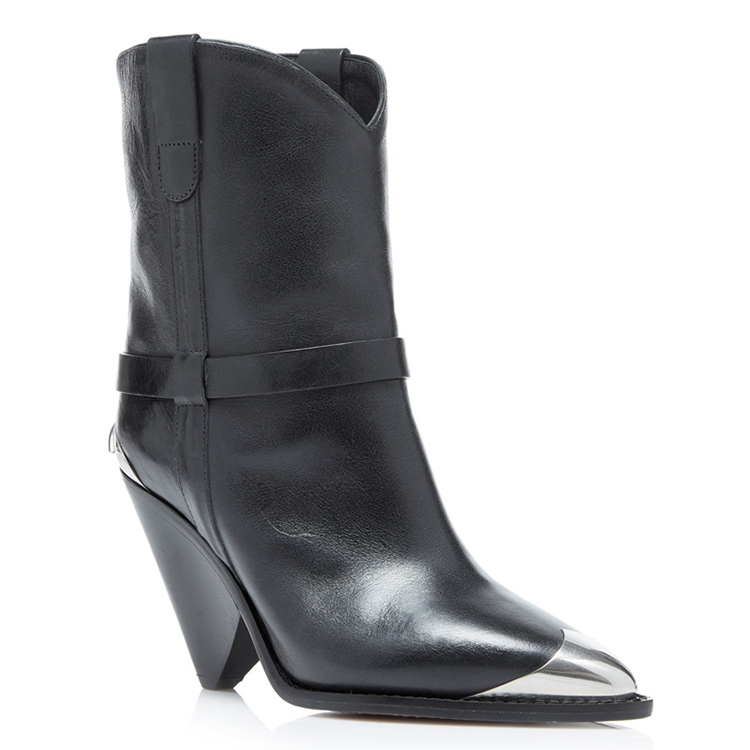 Women Lamsy Embellished Leather Ankle Boots Cowboy-inspired Italy Silver Hardware Pointed Toe Western-style Boots Shoes, Black
Women Lamsy Embellished Leather Ankle Boots Cowboy-inspired Italy Silver Hardware Pointed Toe Western-style Boots Shoes, Black