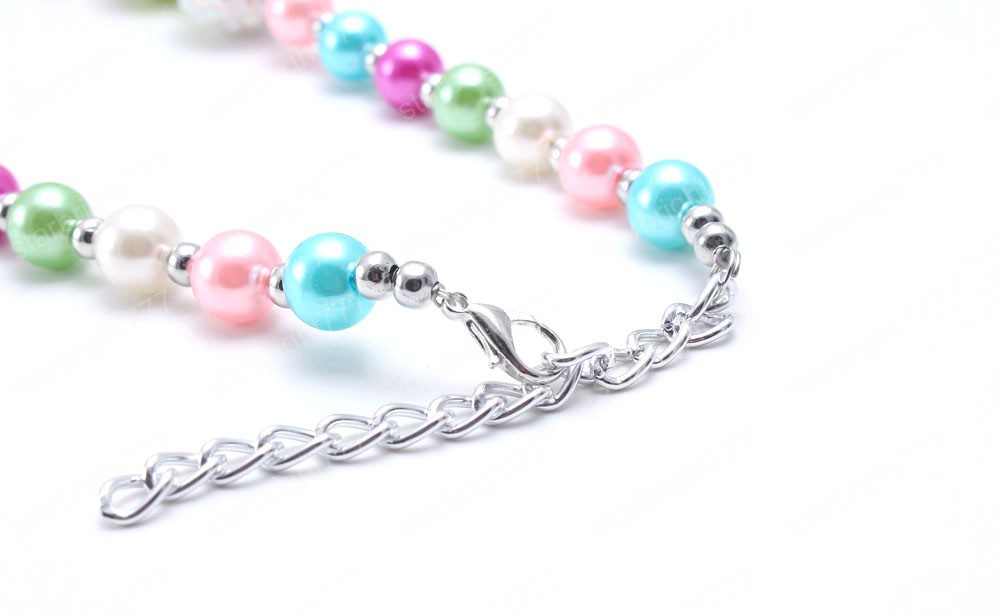 Kids Girls Beads Necklace Fashion Colorful Chunky Bubblegum Necklace For Baby Child Choker Necklace Charm Chunky Jewelry