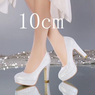 Bride silver Bridesmaid super high heel wedding shoes white wedding dress shoes banquet dress shoes thick heel wedding shoe, 7 cm
Bride silver Bridesmaid super high heel wedding shoes white wedding dress shoes banquet dress shoes thick heel wedding shoe, 7 cm