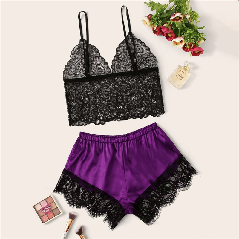 New Sexy Lace Lingerie Silk Underwear Sleepwear Nightdress Satin Pajamas Nightwear Sleepwear Silk Strap Solid Color Lace Sets, Black
New Sexy Lace Lingerie Silk Underwear Sleepwear Nightdress Satin Pajamas Nightwear Sleepwear Silk Strap Solid Color Lace Sets, Black