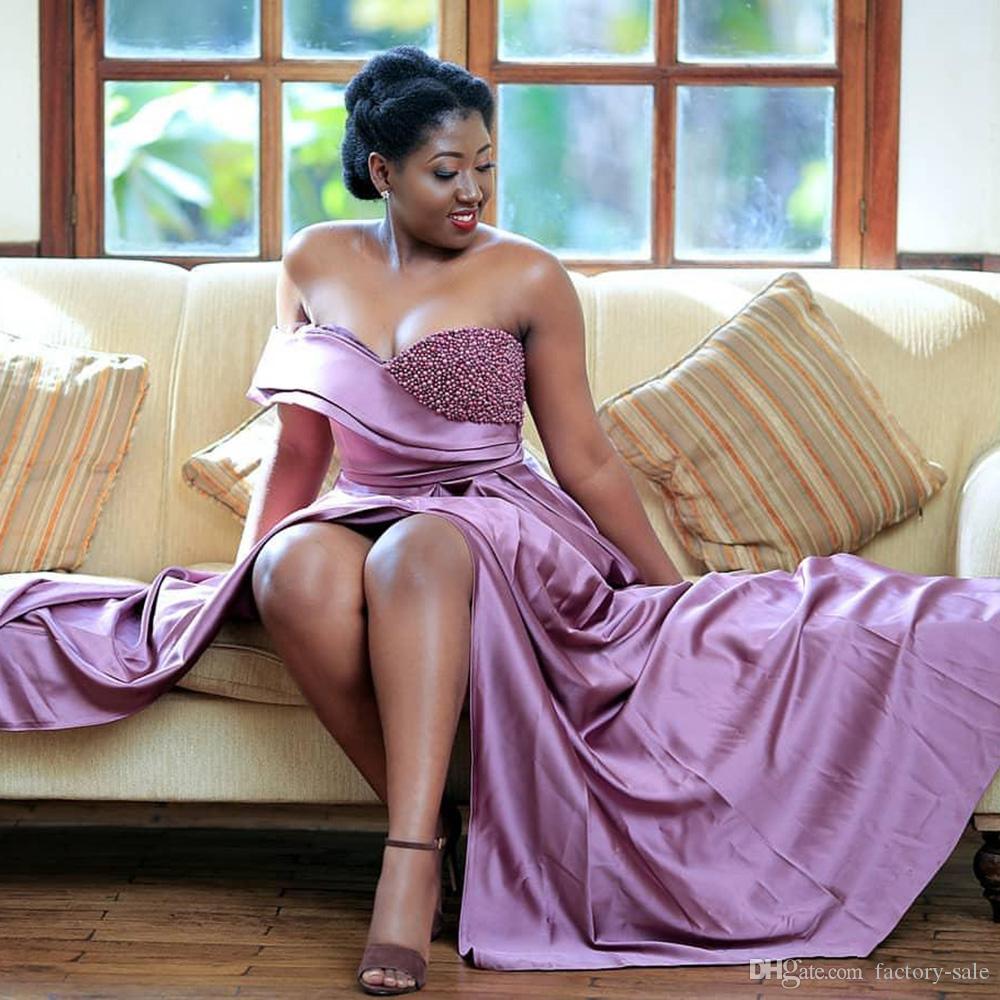 2020 African Bridesmaid Dresses Pearls One Shoulder Mermaid Split Satin Floor Wedding Guest Maid of Honor Gowns BM1903
2020 African Bridesmaid Dresses Pearls One Shoulder Mermaid Split Satin Floor Wedding Guest Maid of Honor Gowns BM1903