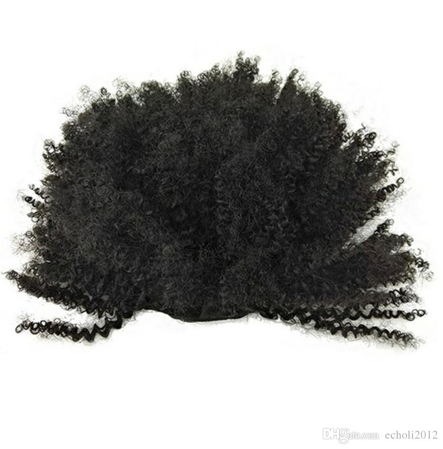100 Human Natural Ponytail extension African American Short Afro Kinky Curly Wrap clip in black hair Drawstring Puff updo Ponytail 120g