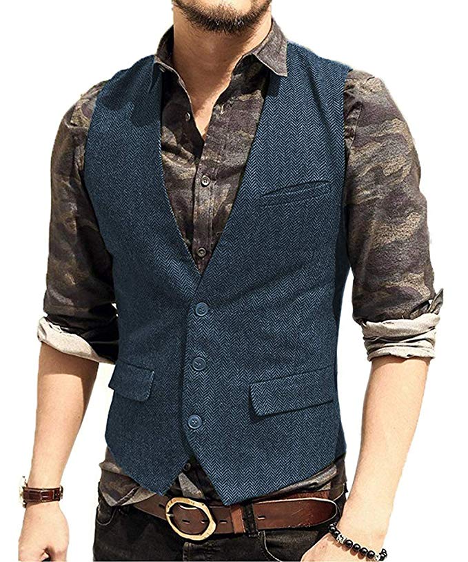 Rustic Groom Vests Attire For Wedding Groomsmen Wool Herringbone Tweed Slim Fit Mens Suit Vest Farm Prom Dress Waistcoat 10 Colors 241