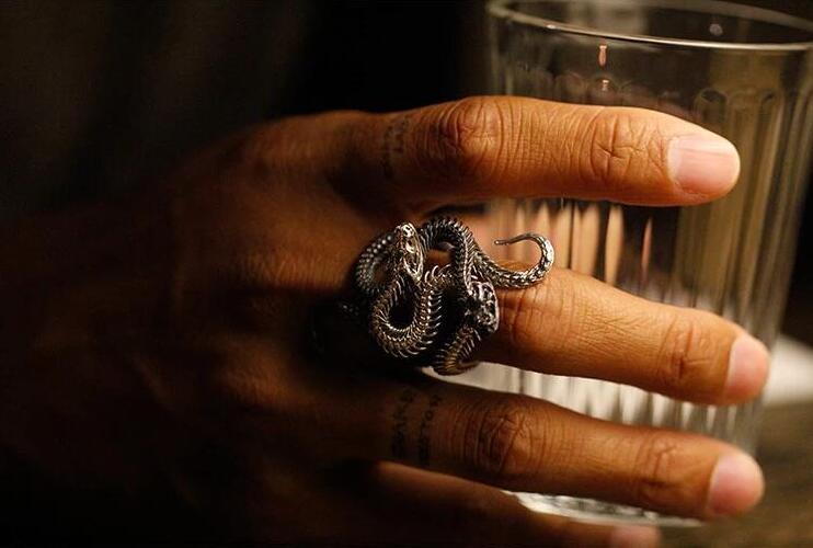 Retro Vintage Fashion Jewelry 925 Silver Cobra ring Hot Sale Party Popular Women Men Snake Adjustable Open Ring for Lovers' Gift