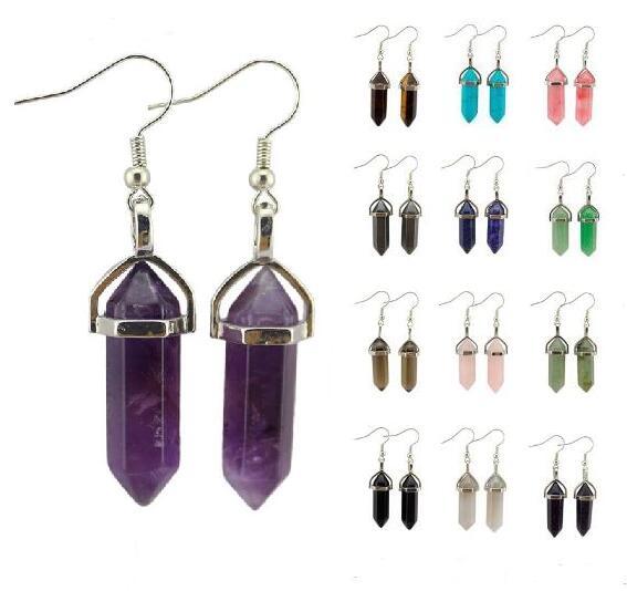 Hexagonal Column Healing Natural Stone Charms Earrings Crystal Quartz Healing Point Chakra Jewelry Bullet Shape Dangle Earrings
Hexagonal Column Healing Natural Stone Charms Earrings Crystal Quartz Healing Point Chakra Jewelry Bullet Shape Dangle Earrings