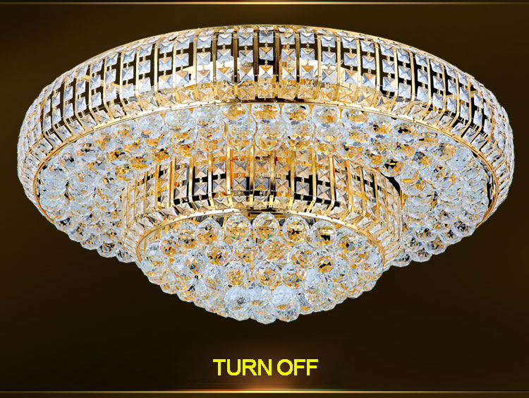 LED Light Modern Golden Crystal Ceiling Lights Fixture American Chandeliers Lamps Round Gold Hanging Light 3 White Color Changeable