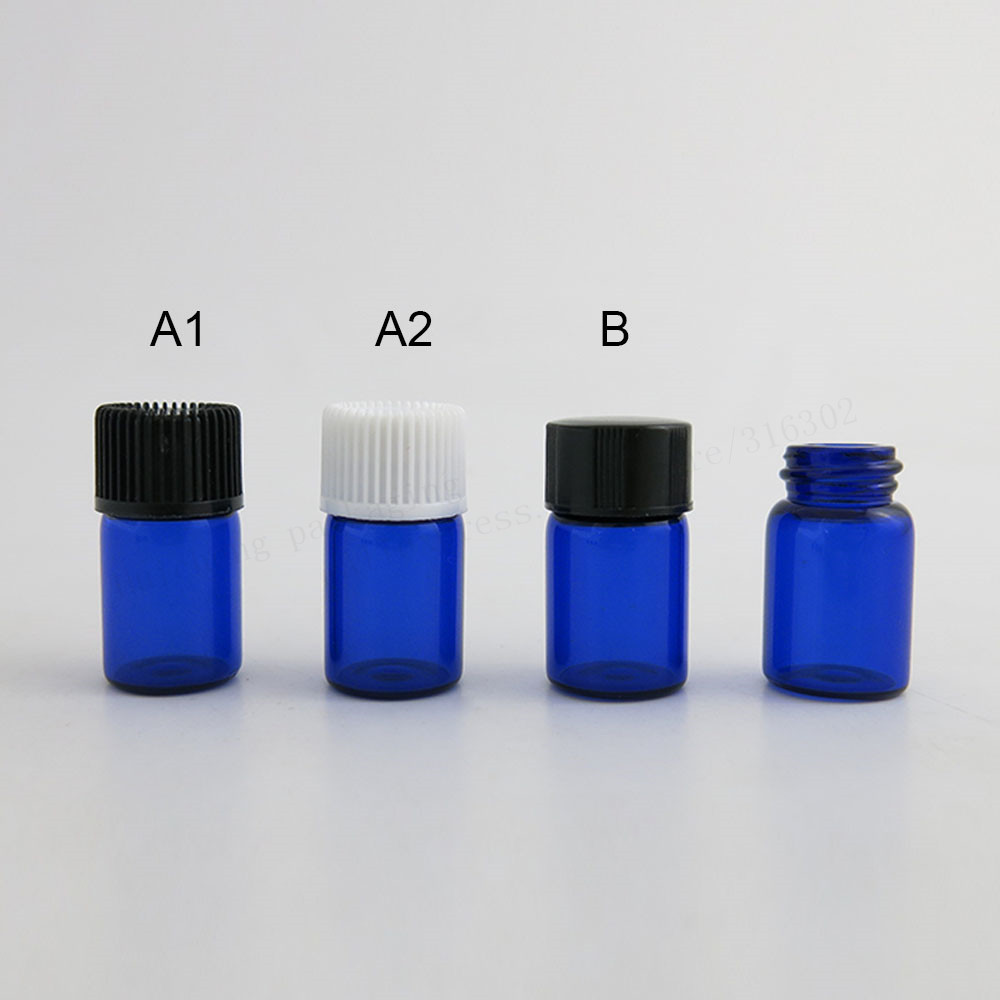 100 x 2ml Cobalt Blue Glass Essential Oil Bottle With Plastic Lid 2ml Glass Bottle Mini Blue Vials Mini Container