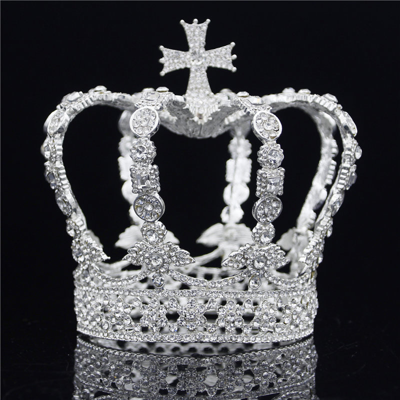 Male Cross Crown Baroque Bridal Wedding Crown Royal King Tiara Wedding Dress Birthday Party Performance Accessories Diadem C19022201