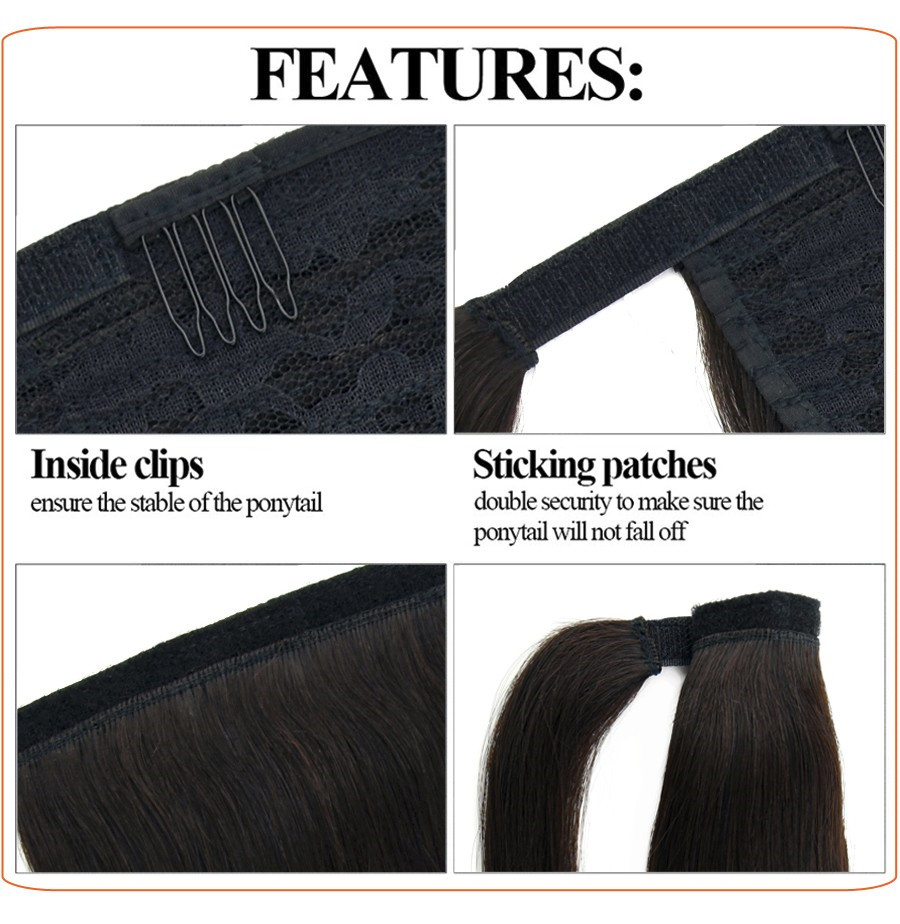 African american ponytail human hair extension for black women wraps around pony tail hairpiece clip in 140g