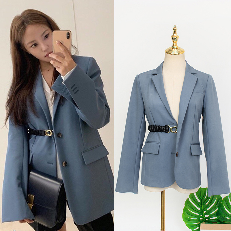 2020 Korean Fashion Blue Blazer Women Formal Jackets Blazers Lady Office Work Suit Coat Female Spring Autumn Coats With Belt
2020 Korean Fashion Blue Blazer Women Formal Jackets Blazers Lady Office Work Suit Coat Female Spring Autumn Coats With Belt