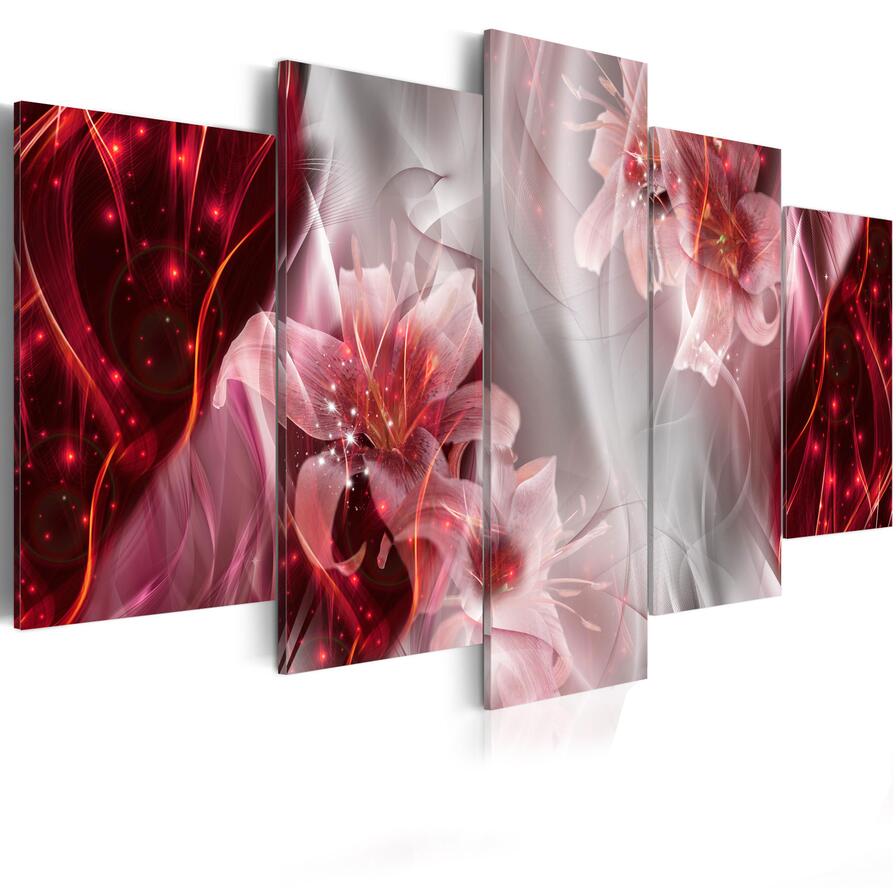 (No Frame)5PCS/Set Abstract Flower Fashion Wall Art Canvas Painting Modern Home Decoration,Choose Color And Size