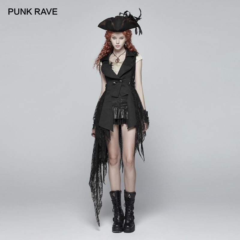 PUNK RAVE Steampunk Retro Style Women Black Jacket Gothic Fashion Asymmetric Coat Club Party Sexy Coat lace decoration, Black y-1024
PUNK RAVE Steampunk Retro Style Women Black Jacket Gothic Fashion Asymmetric Coat Club Party Sexy Coat lace decoration, Black y-1024
