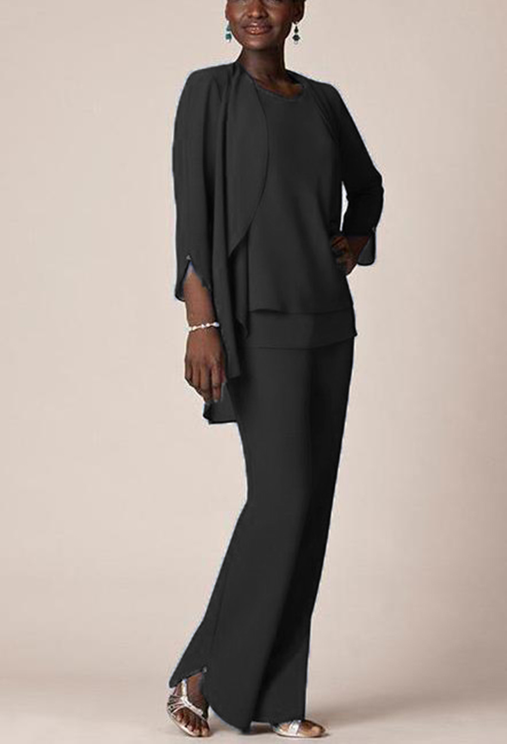 Women's 3 pieces Elegant Ruffles Chiffon Mother of The Bride Dress pants suit 3/4 Sleeves with jacket outfit for wedding groom
Women's 3 pieces Elegant Ruffles Chiffon Mother of The Bride Dress pants suit 3/4 Sleeves with jacket outfit for wedding groom