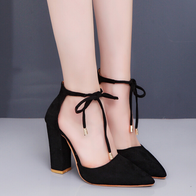 Pointed foreign trade large size suede high heels lace women's shoes thick with temperament Baotou sandals women, Burgundy
Pointed foreign trade large size suede high heels lace women's shoes thick with temperament Baotou sandals women, Burgundy