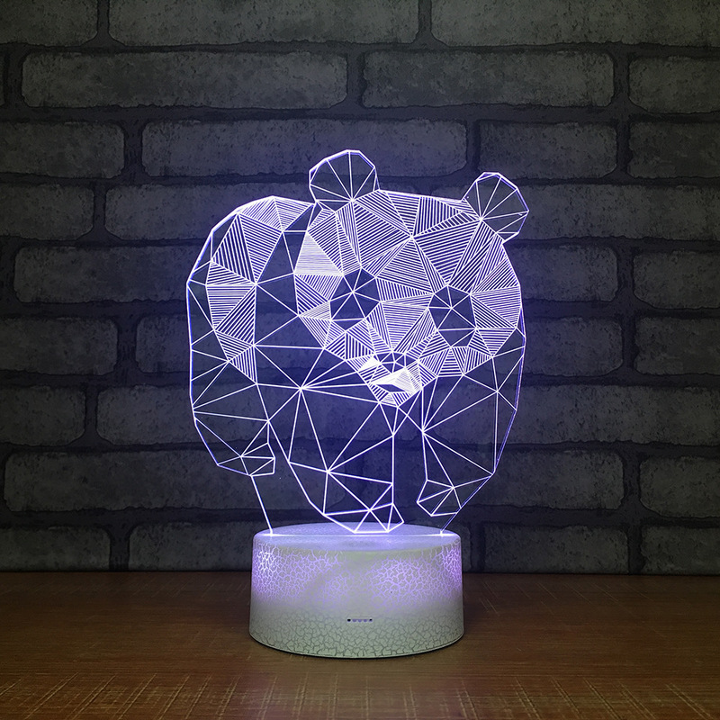 Panda Shape 3D Table Lamp LED Night Light 7 Colors Changing Bedroom Sleep Lighting Home Decor Gifts