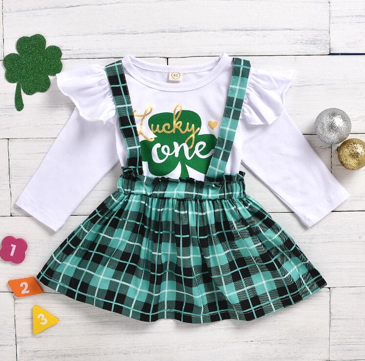 2PCS Set Toddler Kids Baby Girls Outfits Clothes Letter T- Shirt Top+Strap Skirt Girls Clothing Sets & Outfits Fashion & Cheap Sets BY0826