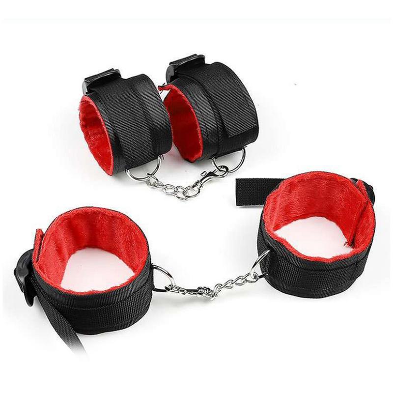 19PCS/set Leather Nylon Plush Bondage Set Restraints Sex For Couples Woman Slave SM Sexy Erotic Toy Handcuff Suit Sex Toys Adult LY191222